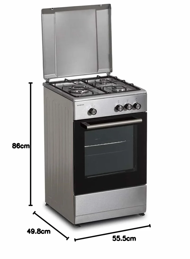 INFINITON Cocina de gas CC57TAC - Ancho 50cm, 3 Zonas, Inox, Quemadores con seguridad FFSD, compatible gas Natural y Butano