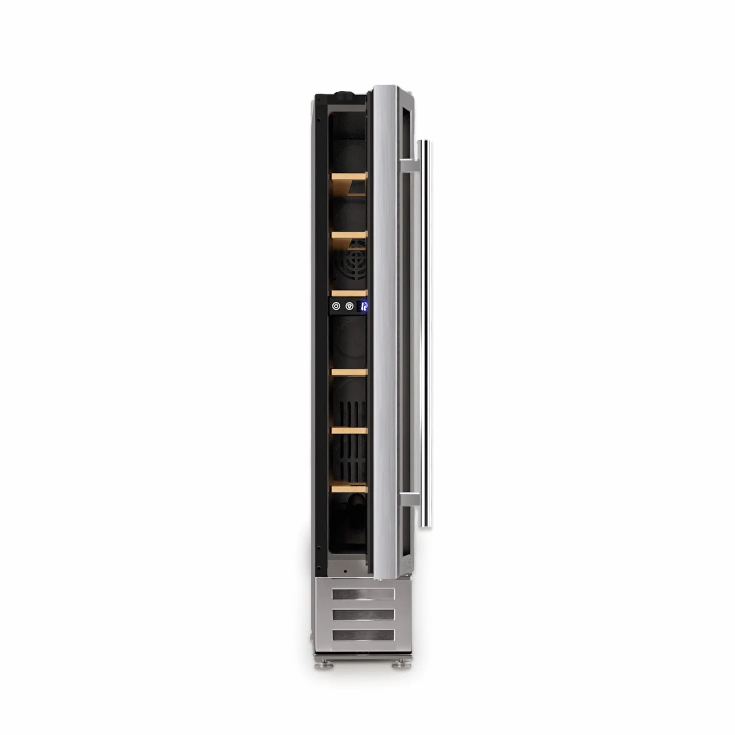 LES PETITS CHAMPS Cantina para 7 botellas CAVSE7 Capacidad de 22L, Puerta de acero inoxidable, Regulación de temperatura de 5°C a 22°C, Iluminación LED, Anti-UV, 6 estantes