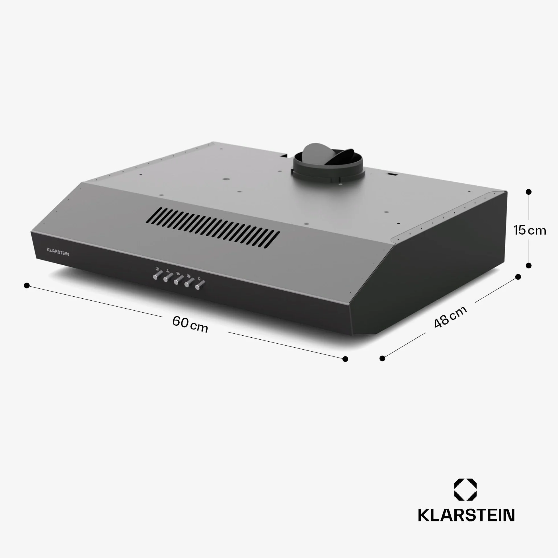 Klarstein campana extractora 60 cm 200 m³/h filtro aluminio apto lavavajillas