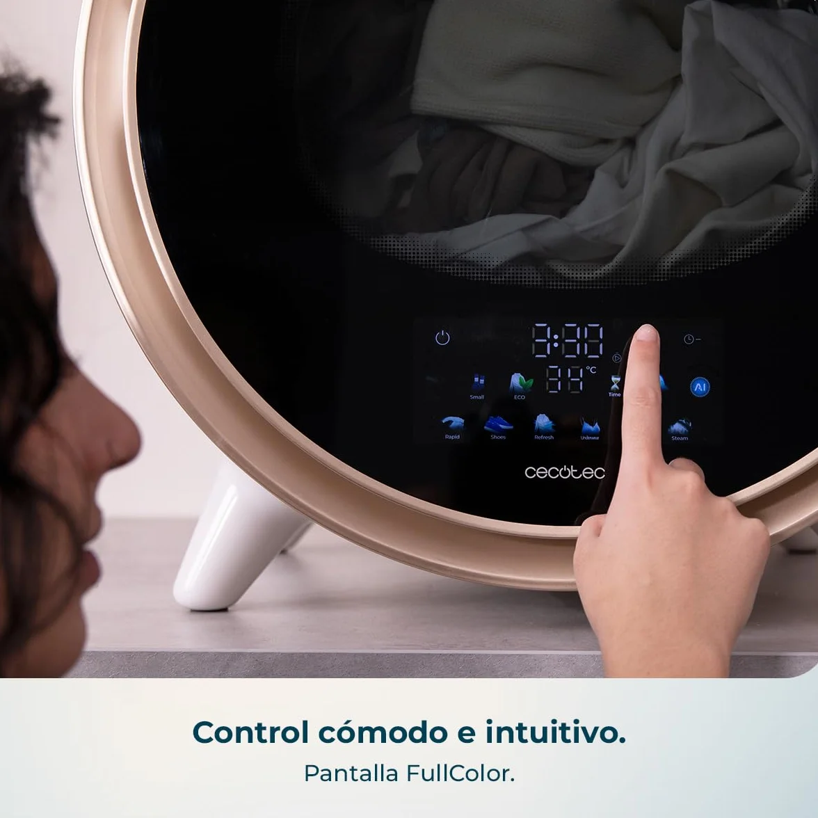 Cecotec Secadora Compacta de Evacuación 3Kg Bolero DressCode Dry 3600V. 12 Programas, Secado Automático Inteligente, Pantalla FullColor, Función UV Care, Dry Shoe Pro, Delay Start, Blanca