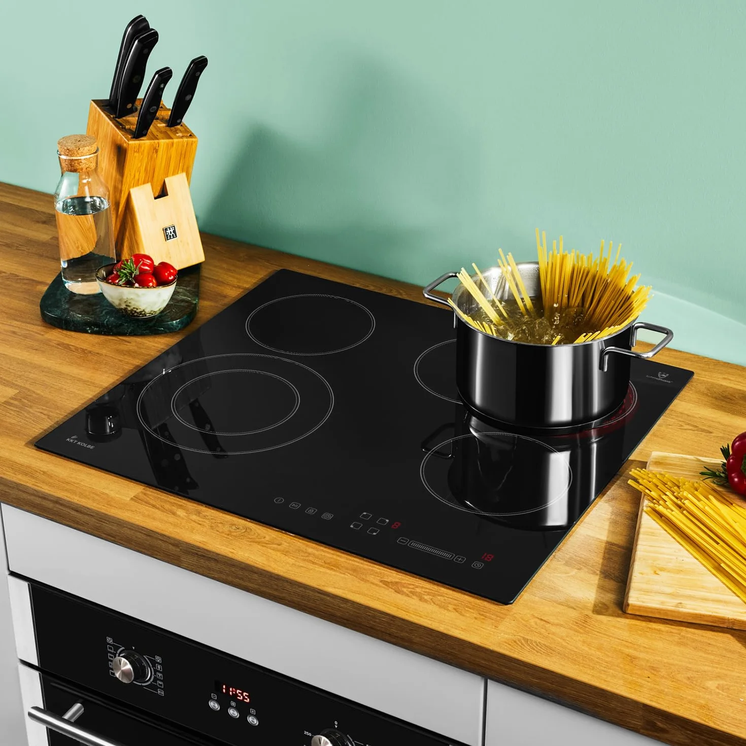 KKT KOLBE Juego de cocina | 60cm Horno electrico empotrable BO8805SS | 59cm Placa vitrocermica CH5901RL | Parrilla | Aire caliente | Temporizador automático | SET8805CH59RL
