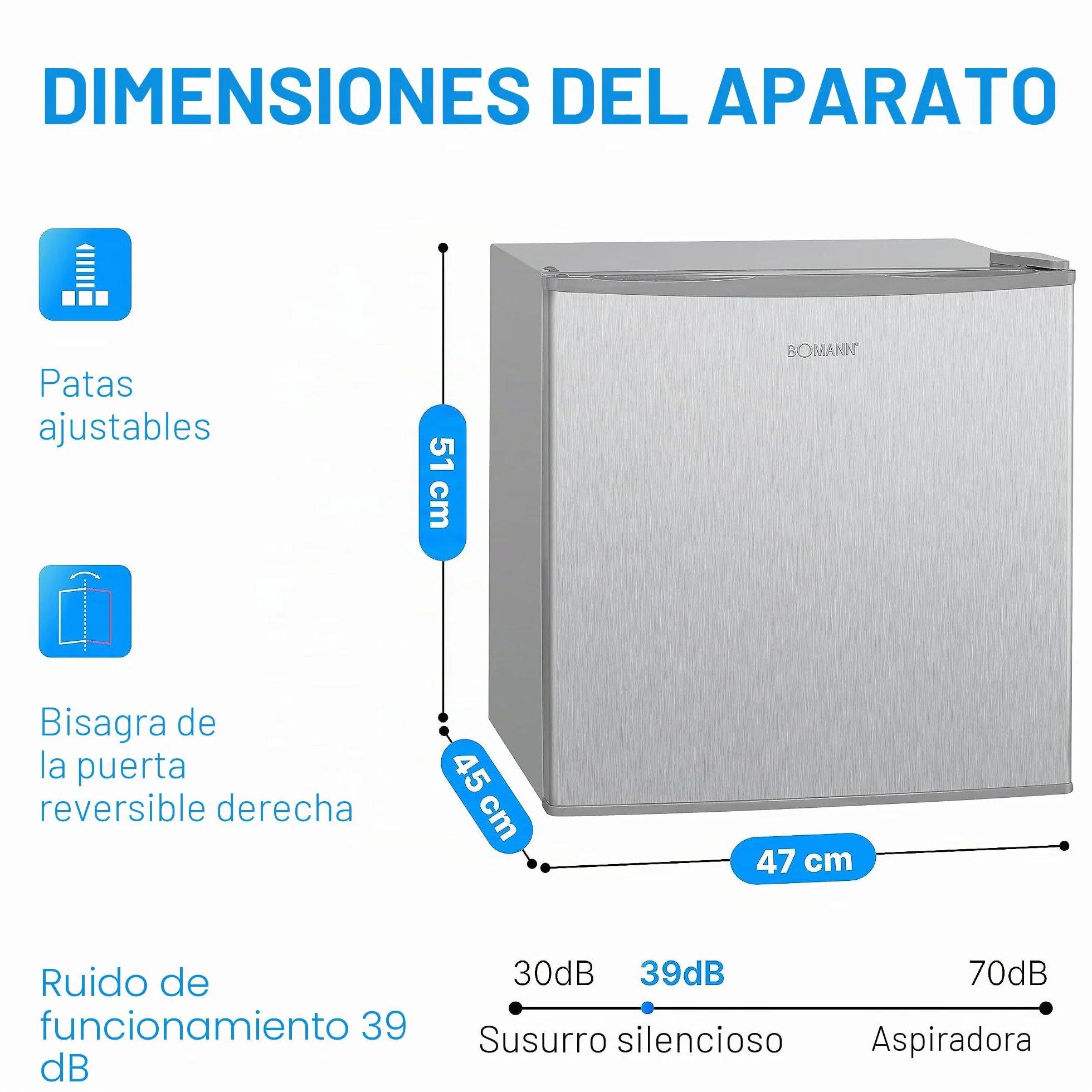 Bomann Freezerbox 31L Contenido útil | Congelador pequeño con rejilla | tope de puerta intercambiable y control de temperatura continuo | Mini congelador con 4 estrellas | GB 341.1 inox