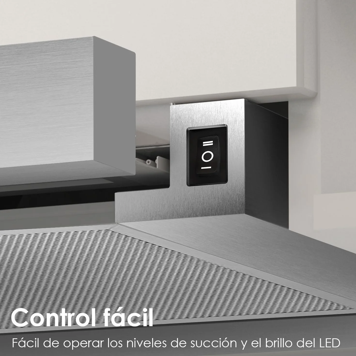 Campana extractora telescópica 60 cm 350 m³/h integrada 600 mm LED 2 velocidades