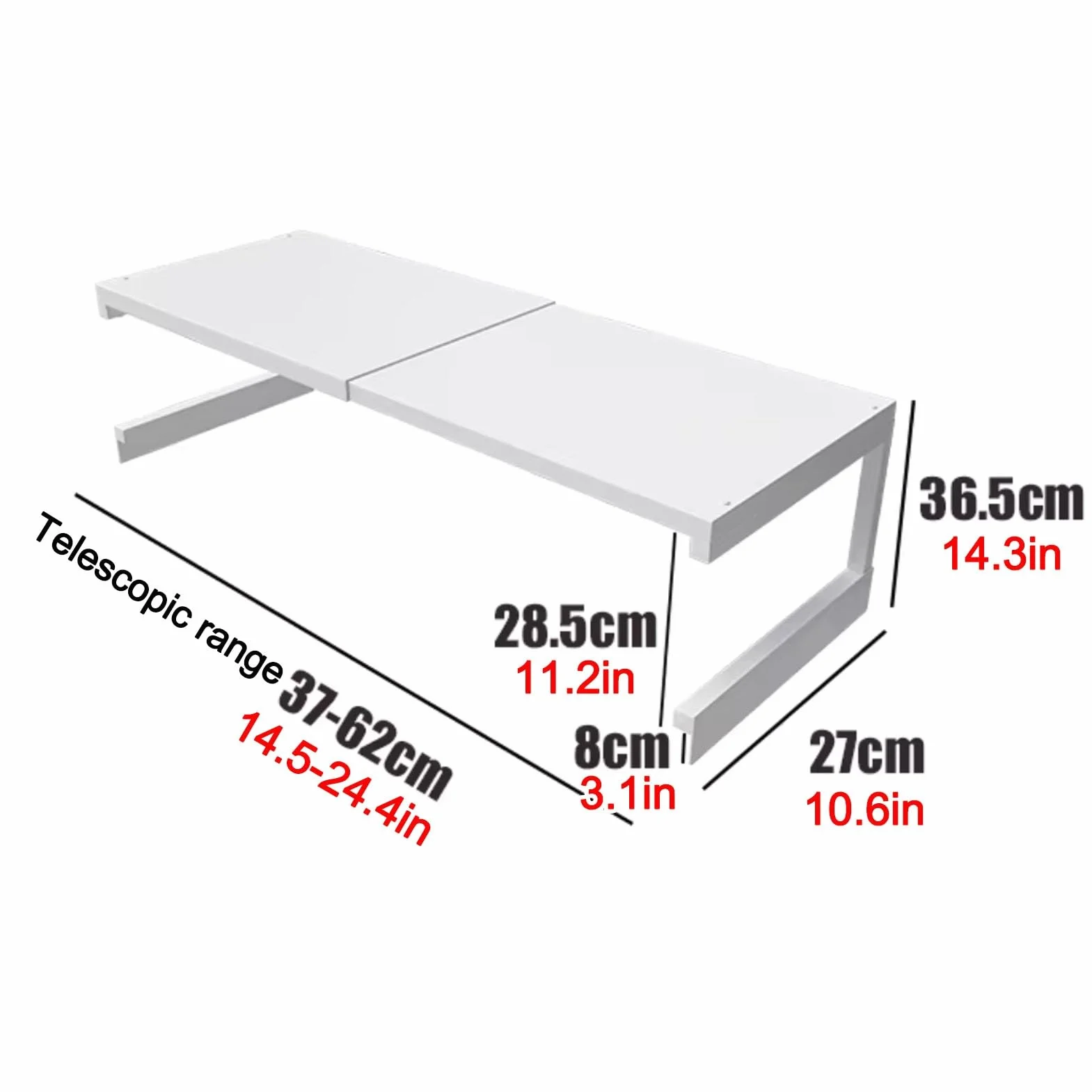 Estante Para Lavadora y Secadora, Estante Extensible Para Encimera de Lavadora y Secadora, Soporte de Almacenamiento de Metal Para Colocar Encima de La Lavadora y Secadora(Wit)