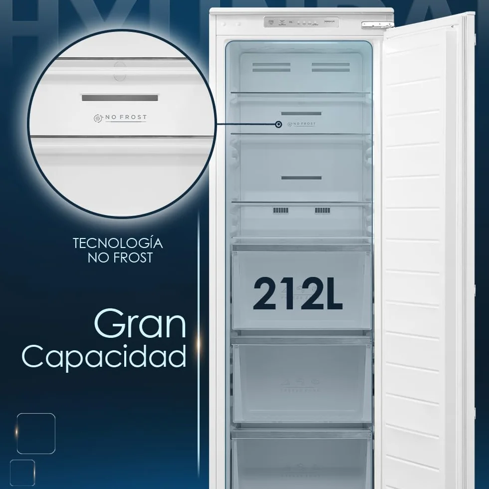 Hyundai Congelador Vertical Blanco HCVI17754ND00. Capacidad 212 Litros, Puerta Reversible, Bajo Nivel Sonoro, Eficiencia Energética Clase D