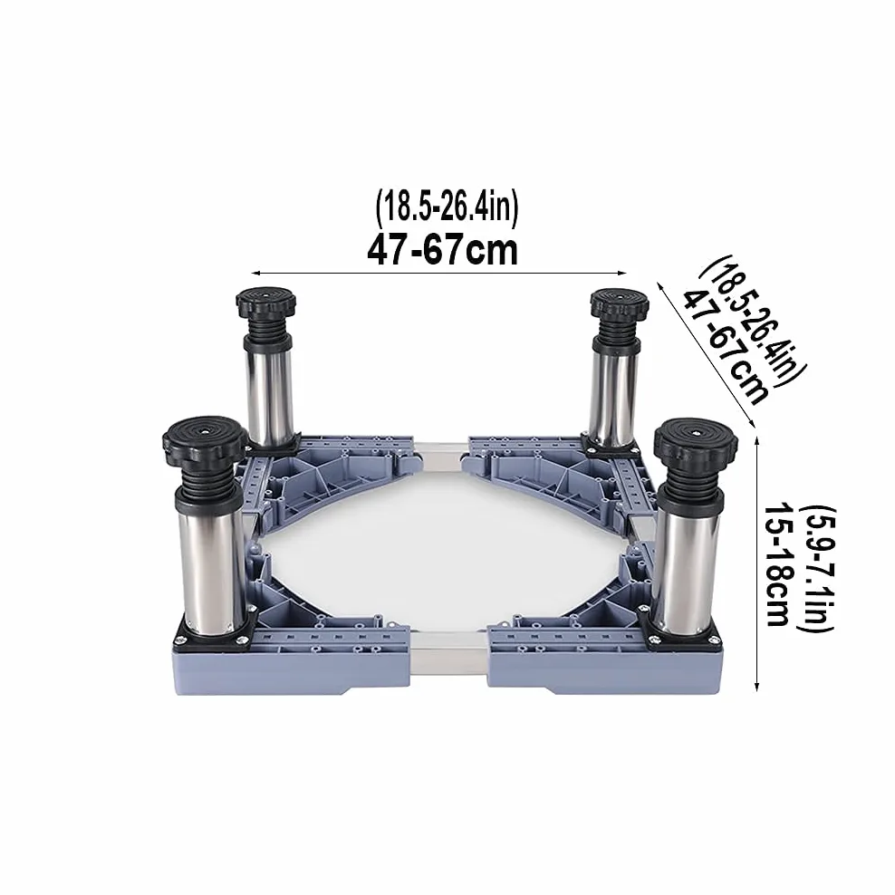 Base De Soporte para Lavadora, Base Ajustable con Patas De 4/8/12 Pulgadas, Antivibración, Silenciosa, Longitud/Ancho De 47 A 67 Cm, Pedestales Y Marcos para Secador,4 Legs-15-18cm
