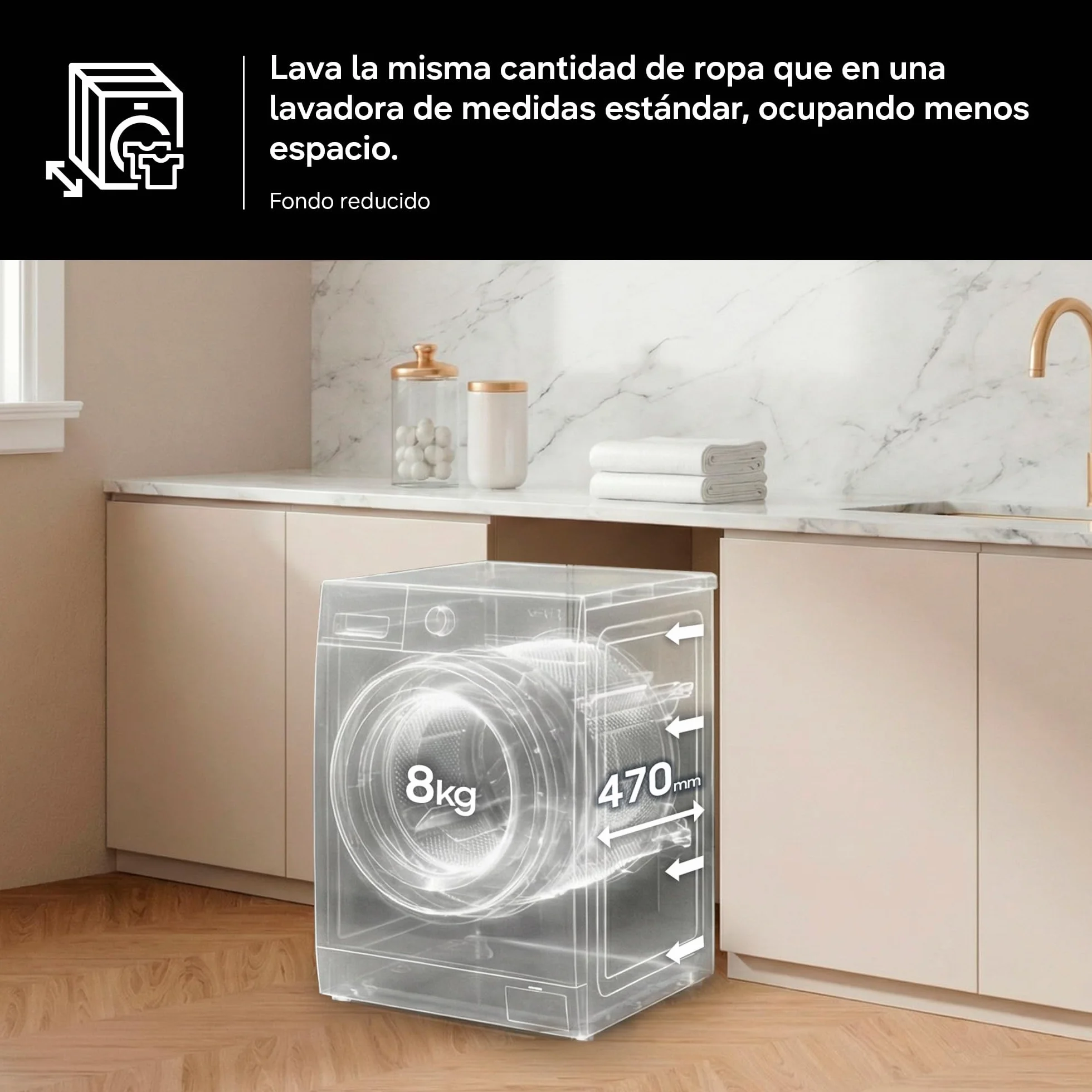 Samsung Lavadora AI con fondo reducido 8kg AI EcoBubble™ Clase A Blanca WW80FG5L32AEEC