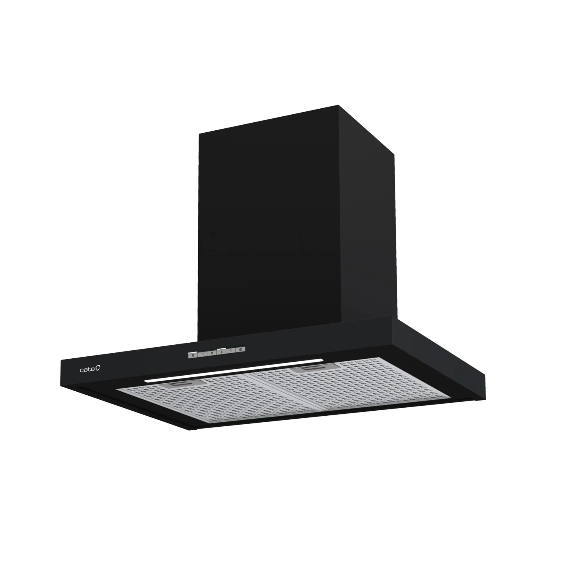 CATA Campana Decorativa Pared Sygma 7010 BK con 4 Niveles de Extracción, 3+1 Turbo Panel de Control Electrónico Nivel Sonoro 50 db Motor BT3 Extra Silencioso Iluminación LED Ancho 70 cm Color Negro