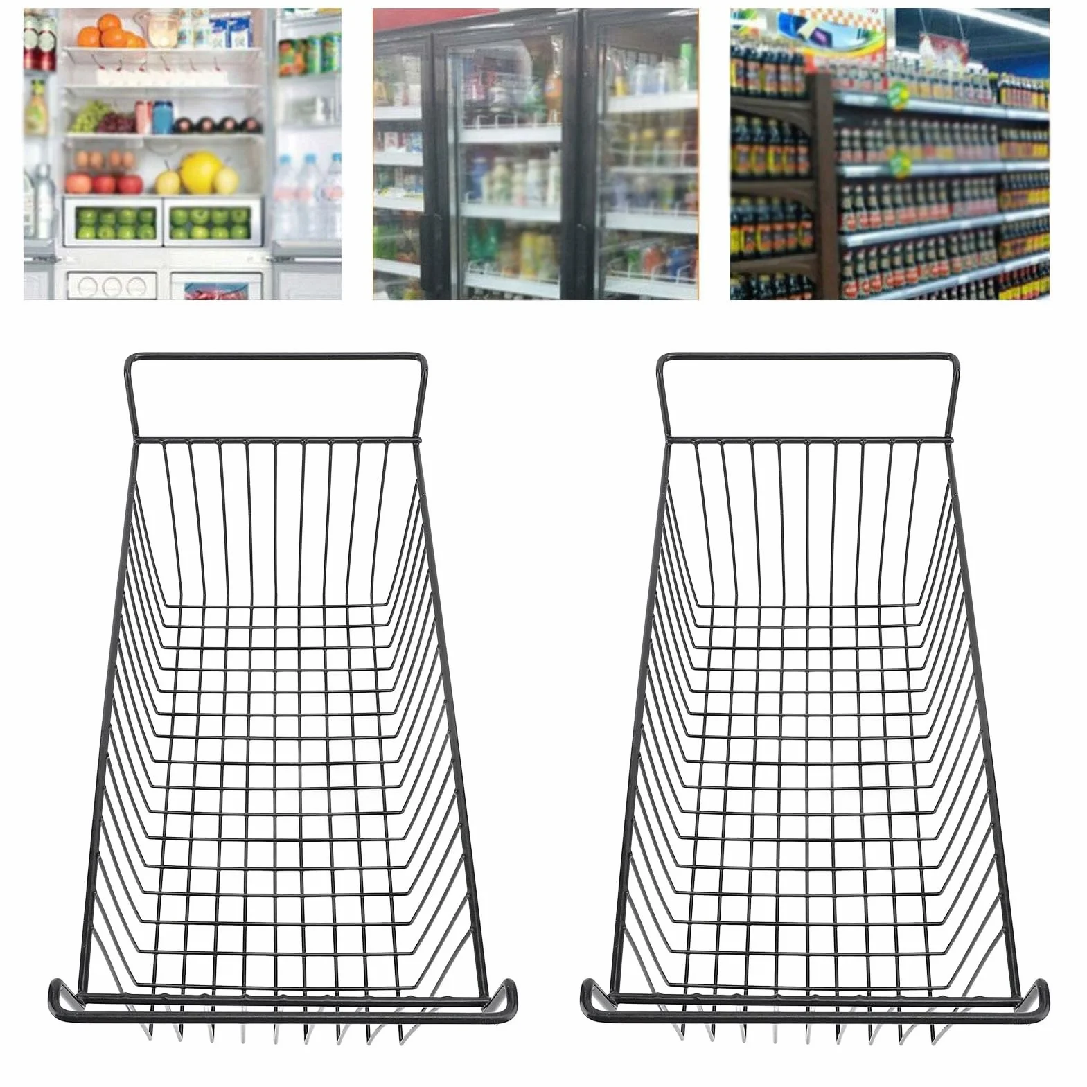 TOPINCN 2 Contenedores Organizadores para Congelador, Cesta de Almacenamiento para Congelador Apilable, Divisor de Almacenamiento de Alambre de Metal para (Largo 70 cm x ancho 30 cm x