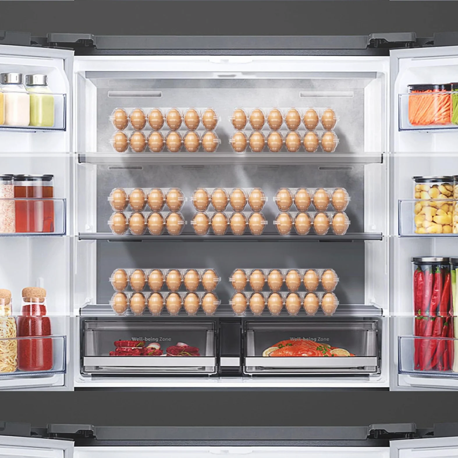 Paquete de 160 cajas de huevos de plástico a granel, 12 recipientes transparentes para huevos de gallina frescos, bandejas de huevos de refrigerador de 3 x 4 rejillas para almacenamiento en