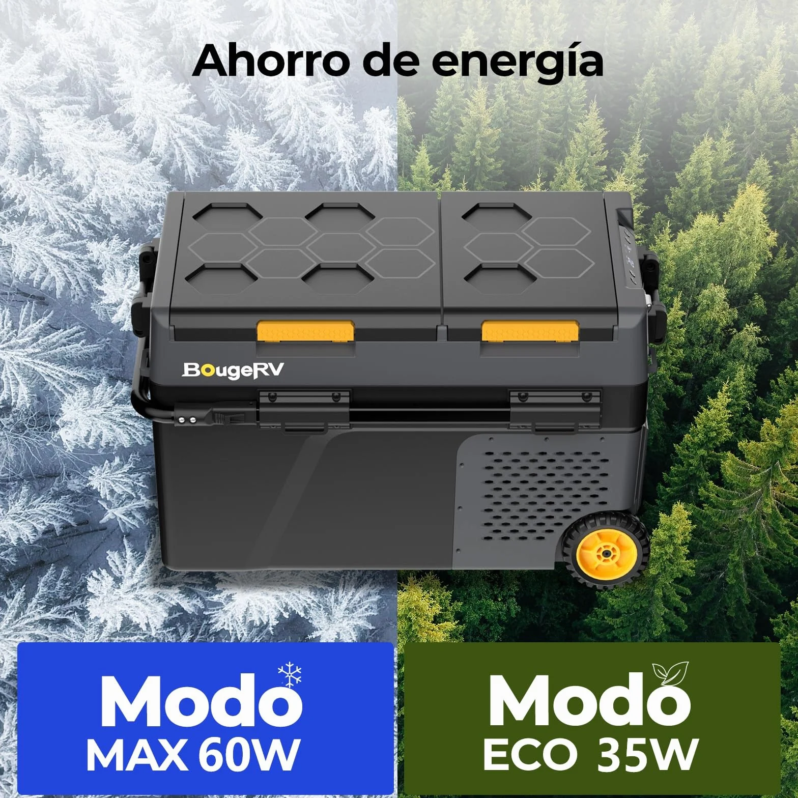 BougeRV CRD2 V2.0 49L Nevera Coche Freezer Doble Puerta Doble Zona Compresor Ruedas Asa 12V 24V 230V Frigorífico Camping Eléctrico App IPX4, -20℃~20℃ (Novedad 2026)