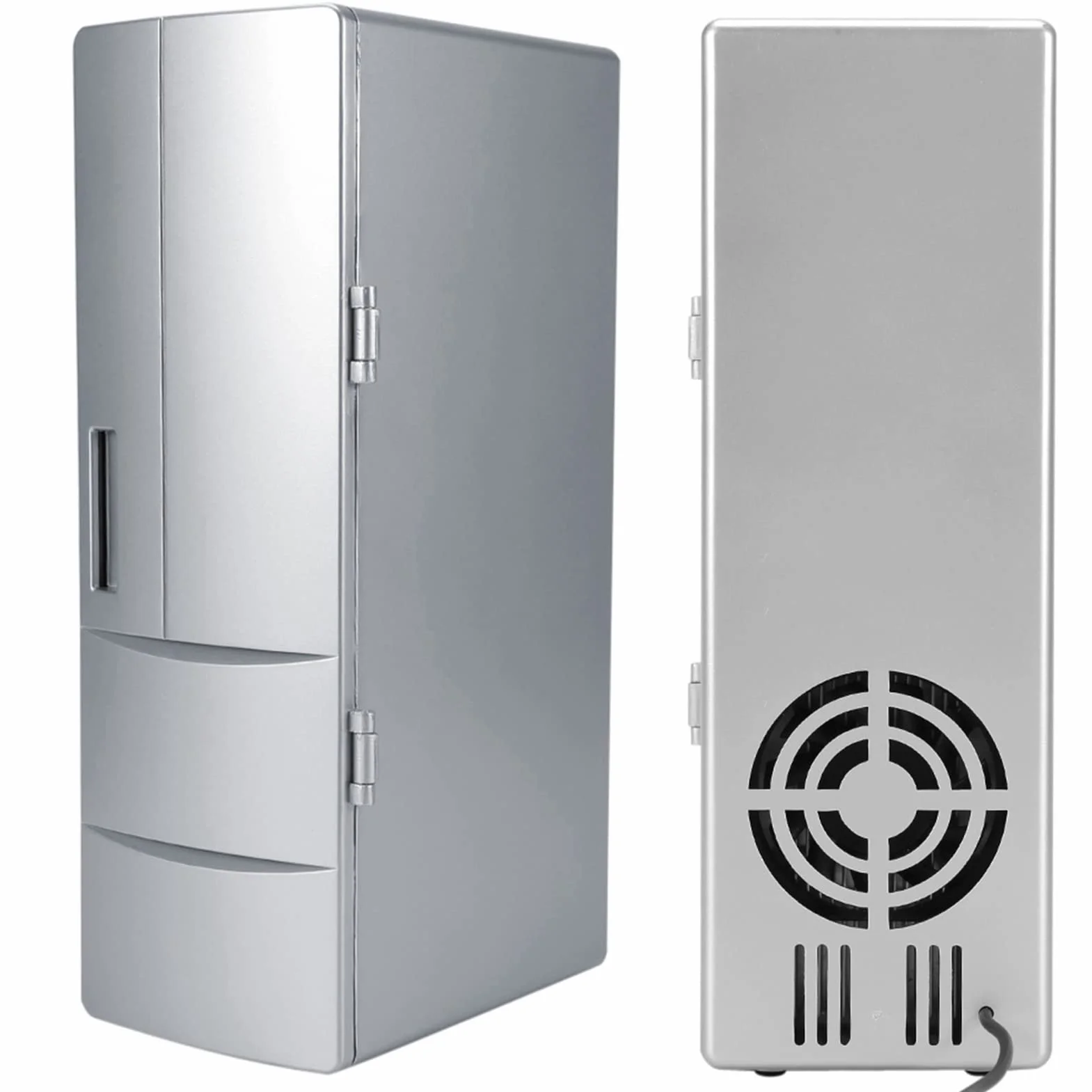 Refrigerador de bebidas - 8.5 x 12 x 25cm Mini USB Refrigerador de refrigerador para latas Bebida Refrigerador de cerveza Calentador Viaje Coche Oficina Uso para 2 latas