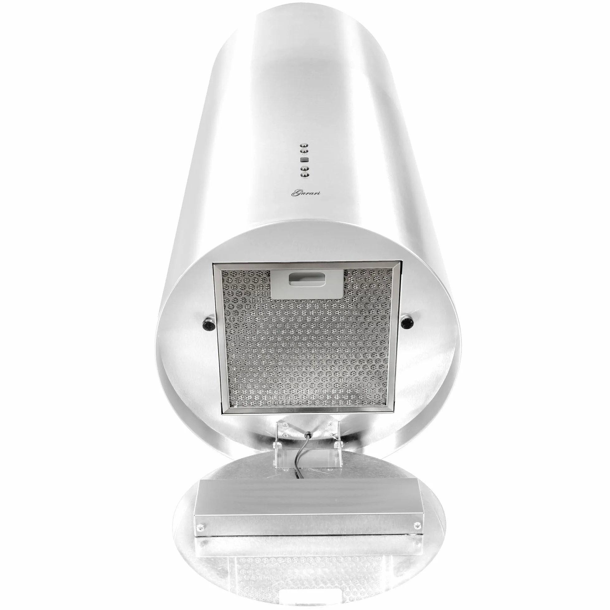 GURARI GCH I 385 36 WH Prime N - Campana extractora de isla redonda de 36 cm, color blanco, 1000 m³/h, 4 niveles, pantalla, iluminación LED
