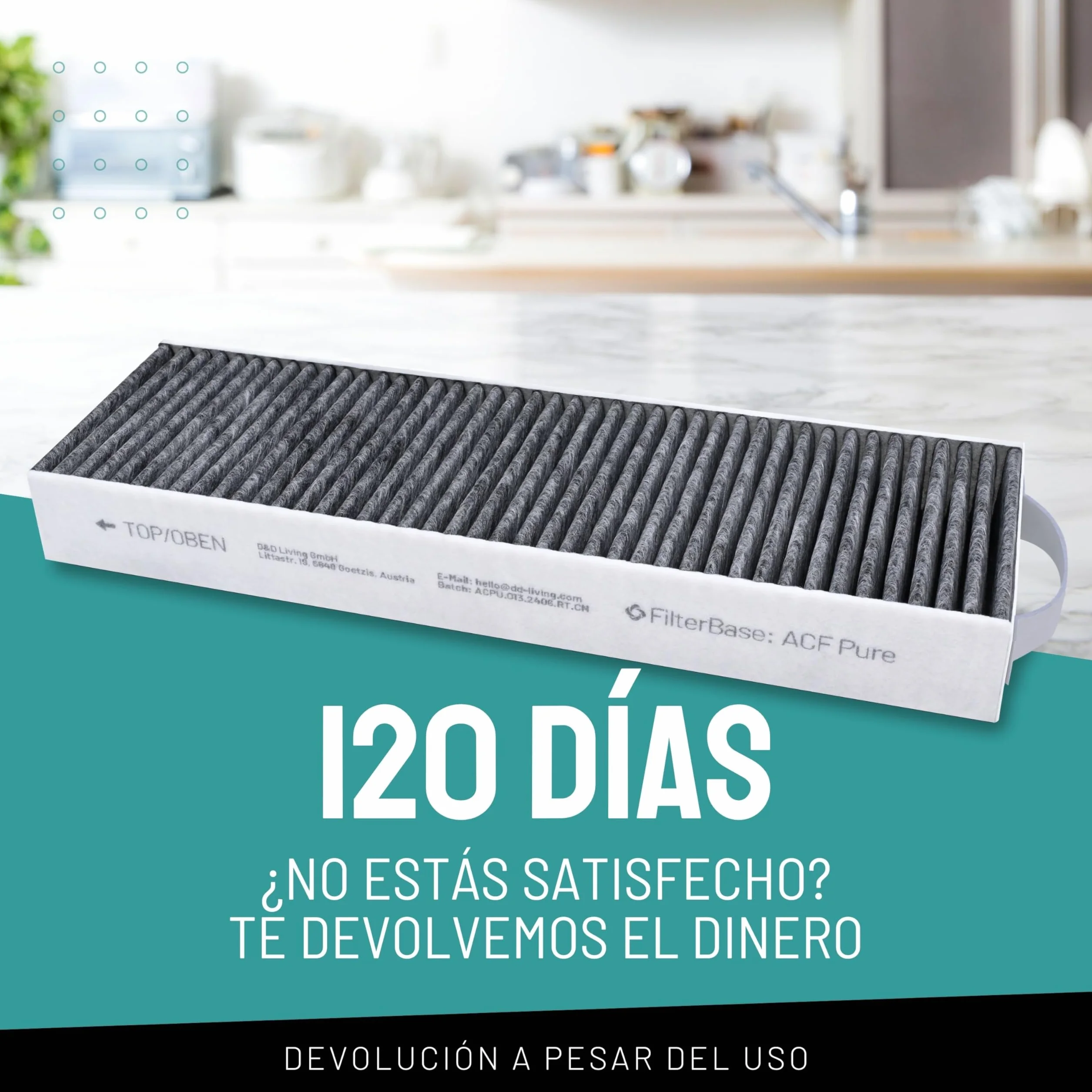 FilterBase® Filtro de carbón activado compatible con el filtro Bora Pure PUAKF | Filtro de carbón para su placa de cocción PURU o PUXU con recirculación de aire