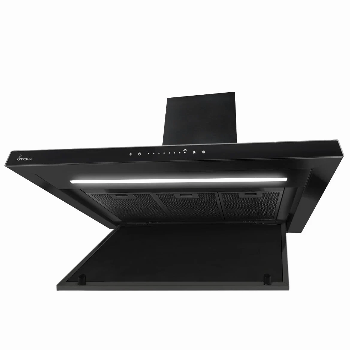 KKT KOLBE Campana Extractora 90 cm | Campana de Pared | acero inoxidable | vidrio negro | WiFi | apagado automático | Funcionamiento táctil | FLAT9006S | aire de escape y circulación, acero inoxidable y vidrio negro, control táctil sensor, wifi, marcha tr