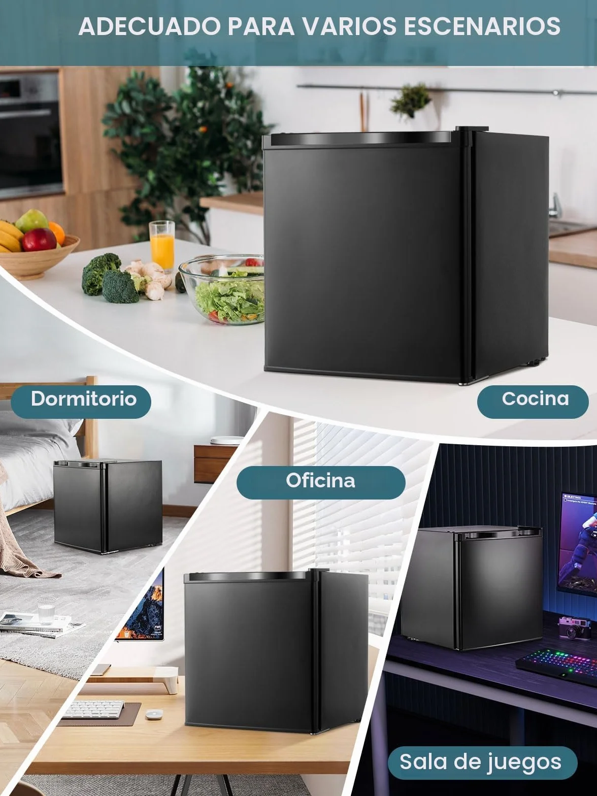 Congelador Vertical 32L 4 Estrellas -22℃ Puerta Reversible Silencioso Ahorro Energético Negro