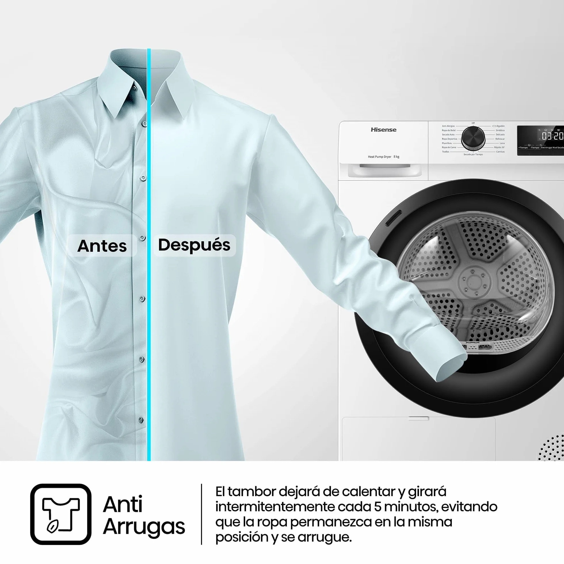 Hisense DHQE900UWDC Secadora bomba de calor 9Kg Clase D 59,5cm 84,5cm 55cm Blanco