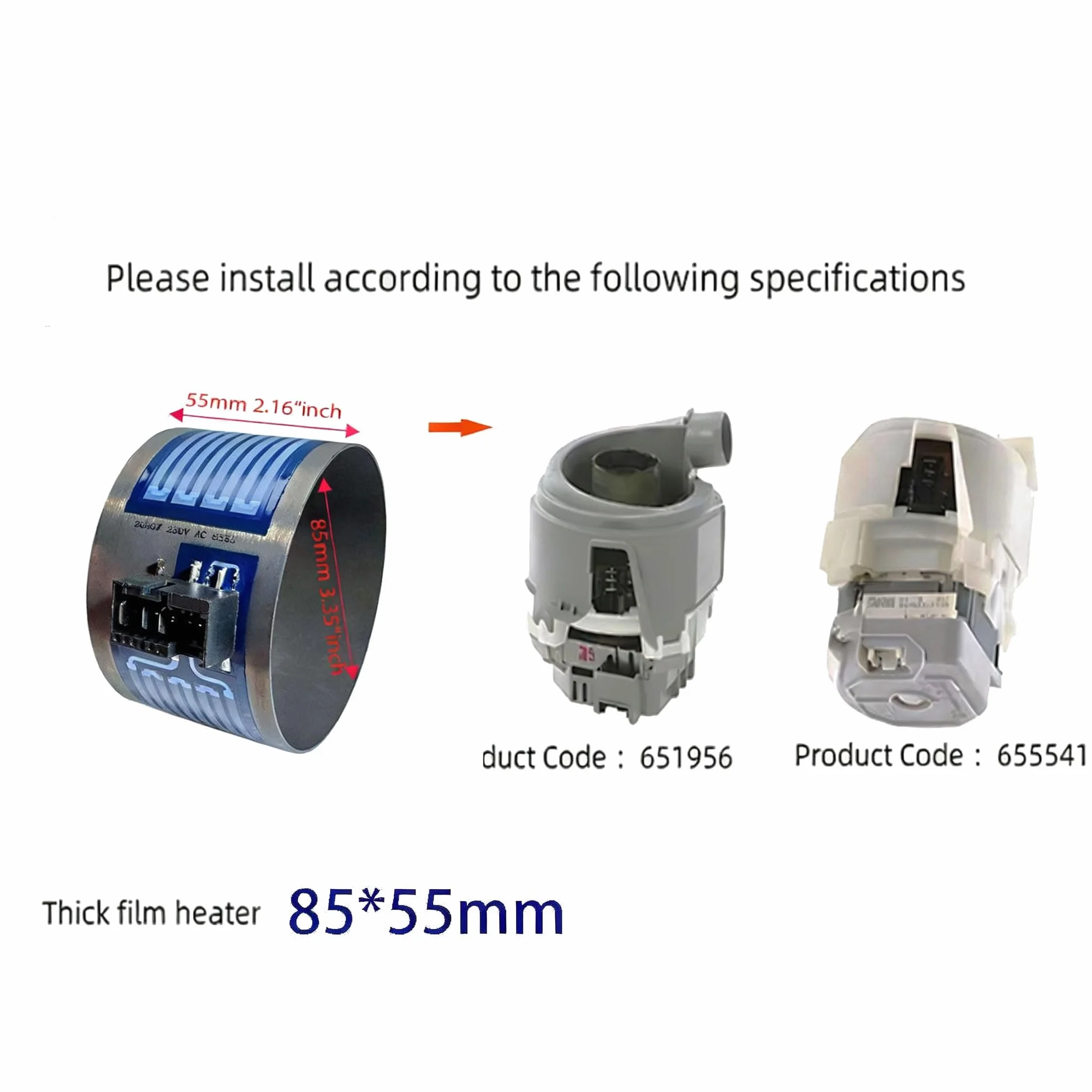 Calentador para lavavajillas Bosch o Siemens (D85×H55)