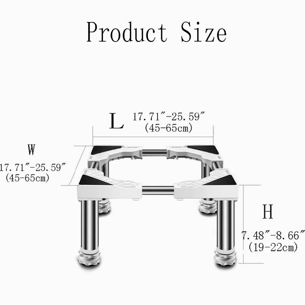 Base de lavadora antivibración, soporte ajustable para lavadora, secadora, nevera, 45-65 cm, capacidad de carga de 500 kg