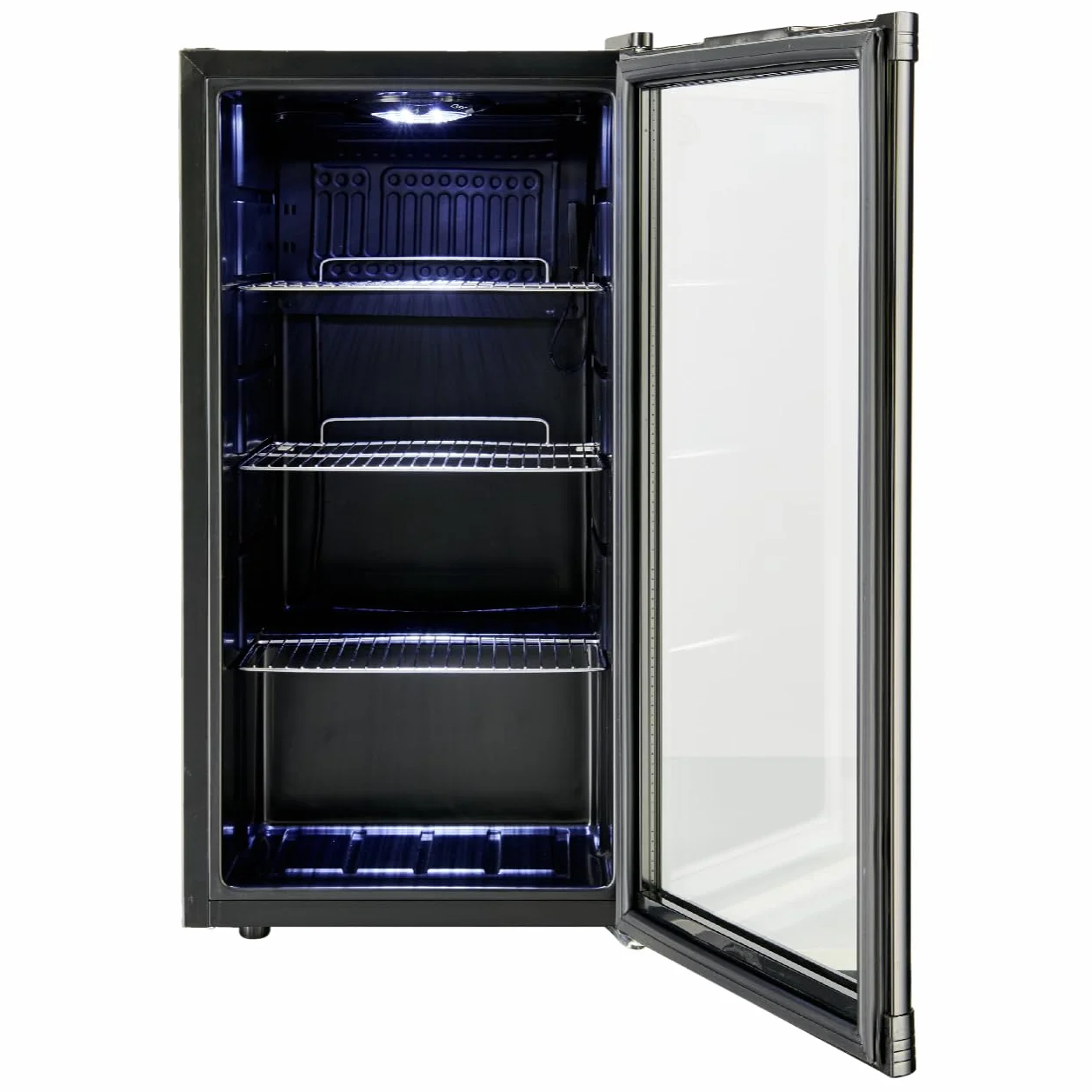 METRO Professional Mini Frigorífico GPC 1088, nevera pequeña con puerta de cristal, 88 L, negro, 1.052 kWh/24h, con estante ajustable para gastronomía, restaurant, tiendas