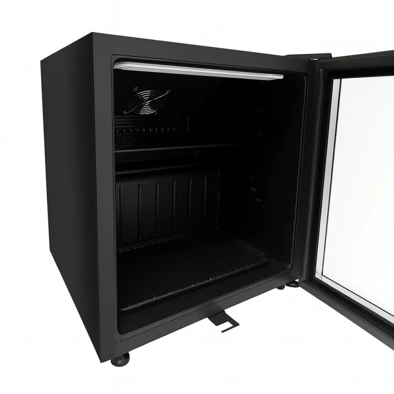 Mini armario para bebidas 52L - Refrigerador compacto positivo ventilado - Temperatura 0/+10°C - Puerta abatible con cerradura - Estante + rejilla - Iluminación LED - Gas R600a - Pies ajustables