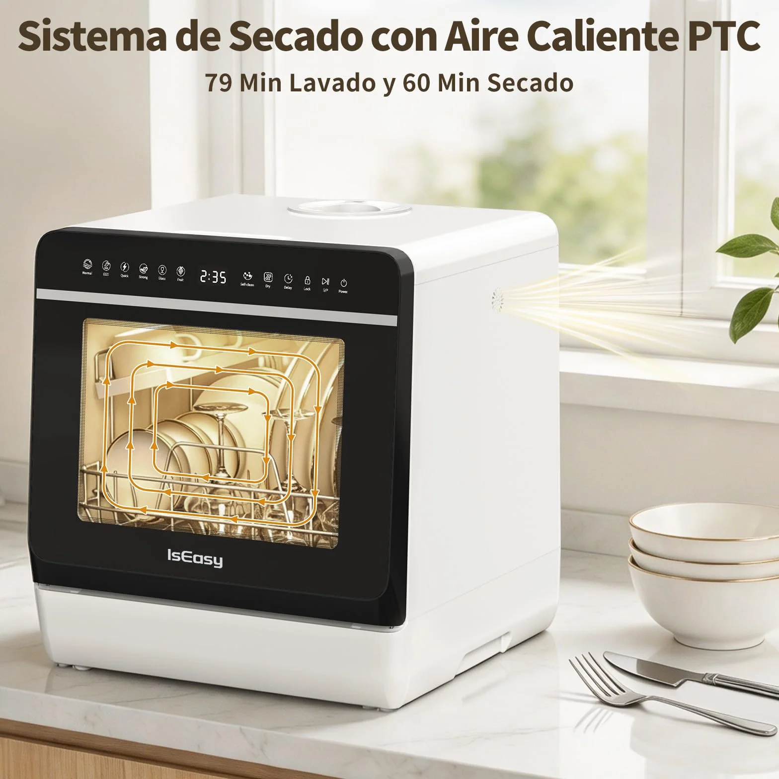Lavavajillas de Encimera 7+3 Programas 5L Control Táctil Pantalla LED