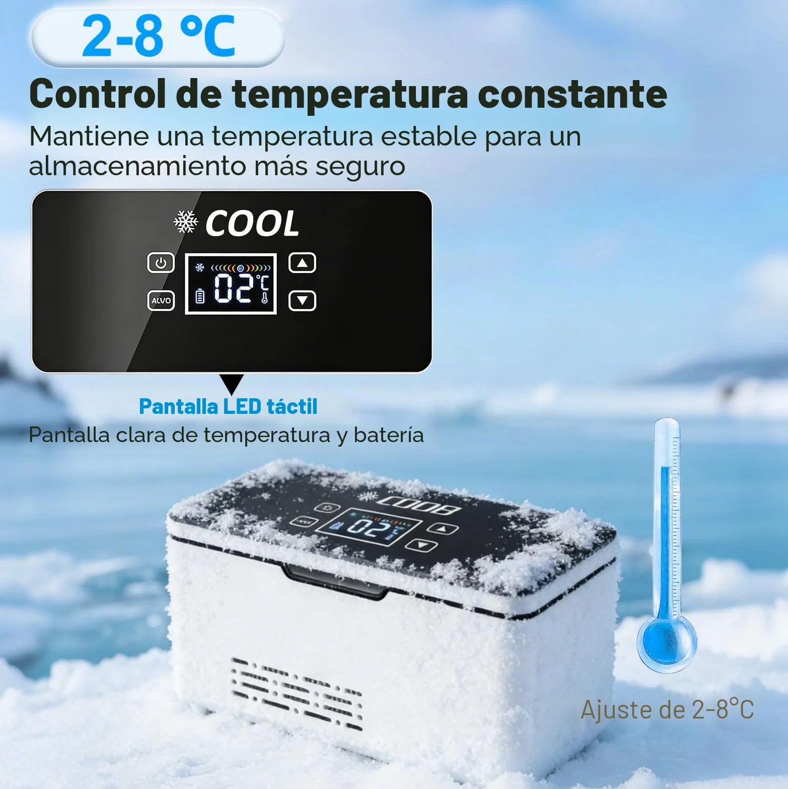 Nevera Insulina Viaje, Nevera Medicamentos Portátil Electrica, 2 a 8 ℃ | Mini Enfriador de Insulina, Temperatura Ajustable, con Dos Baterías de 10200 mAh para Uso en Hogar, Viajes y Automóvil