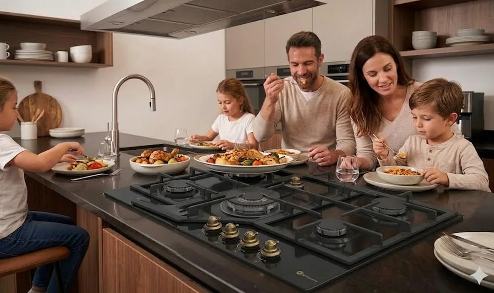 SOLTHERMIC PACK 4 EN 1 NEGRO RUSTICO ACABADOS DORADOS/CAMPANA DECORATIVA H90PR 90 CM, ENCIMERA DE GAS 90 CM BL041, HORNO Y COMBI 20 FCR188N 1,88 CM alto x 55 de ancho y 220L