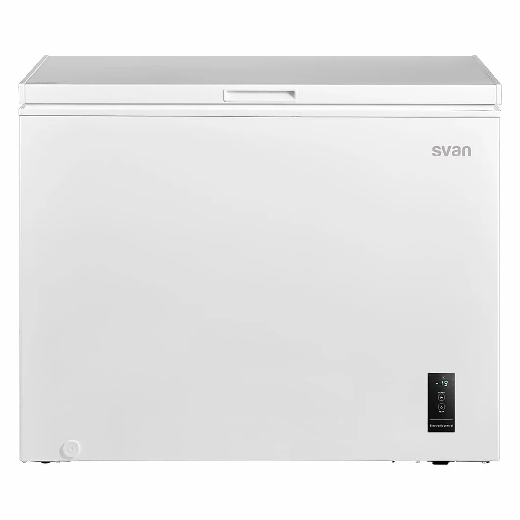 Svan Congelador Horizontal Blanco SCH3002EDC. Capacidad 290 Litros, 4 Star, Tecnología Cíclica, Puerta Folding, 2 Cestas, Bajo Nivel Sonoro, Eficiencia Energética Clase E
