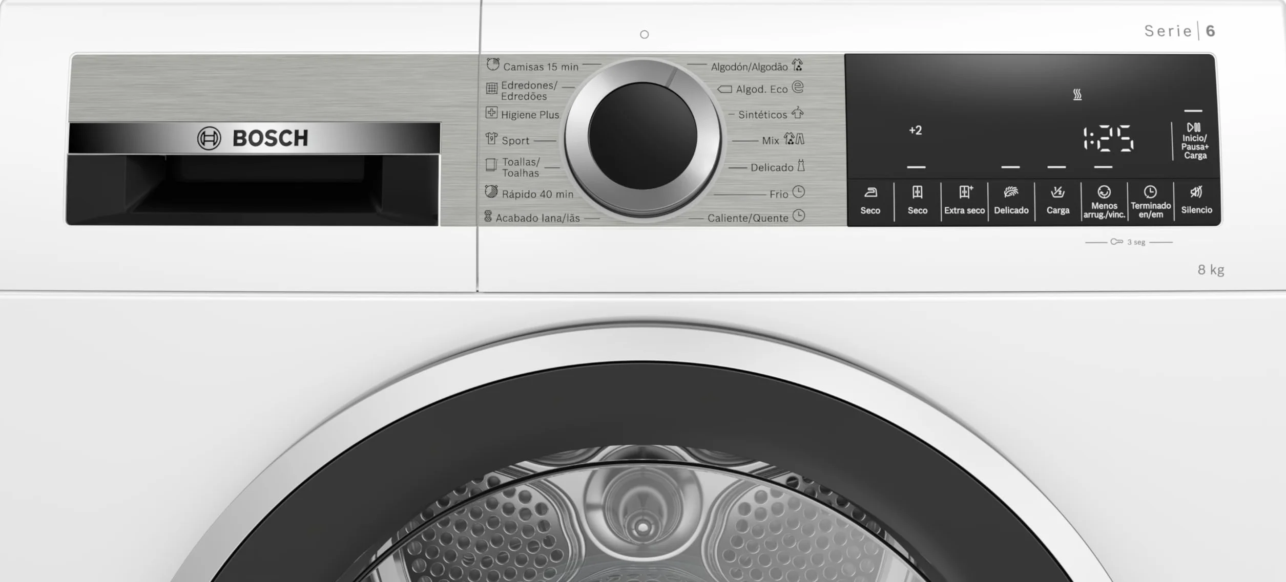 Bosch - Secadora de Condensación, 8 kg, 60 cm, Programa Rápido, Función Media Carga, Blanco, WPG23100ES