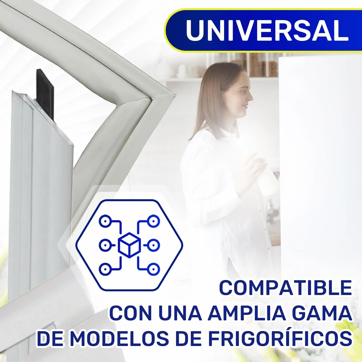 Goma Nevera Universal 2000 x 1000 mm con 2 Esquinas de Unión Incluidas - Junta Puerta Frigorifico con Inserto Magnético - MONTERAL