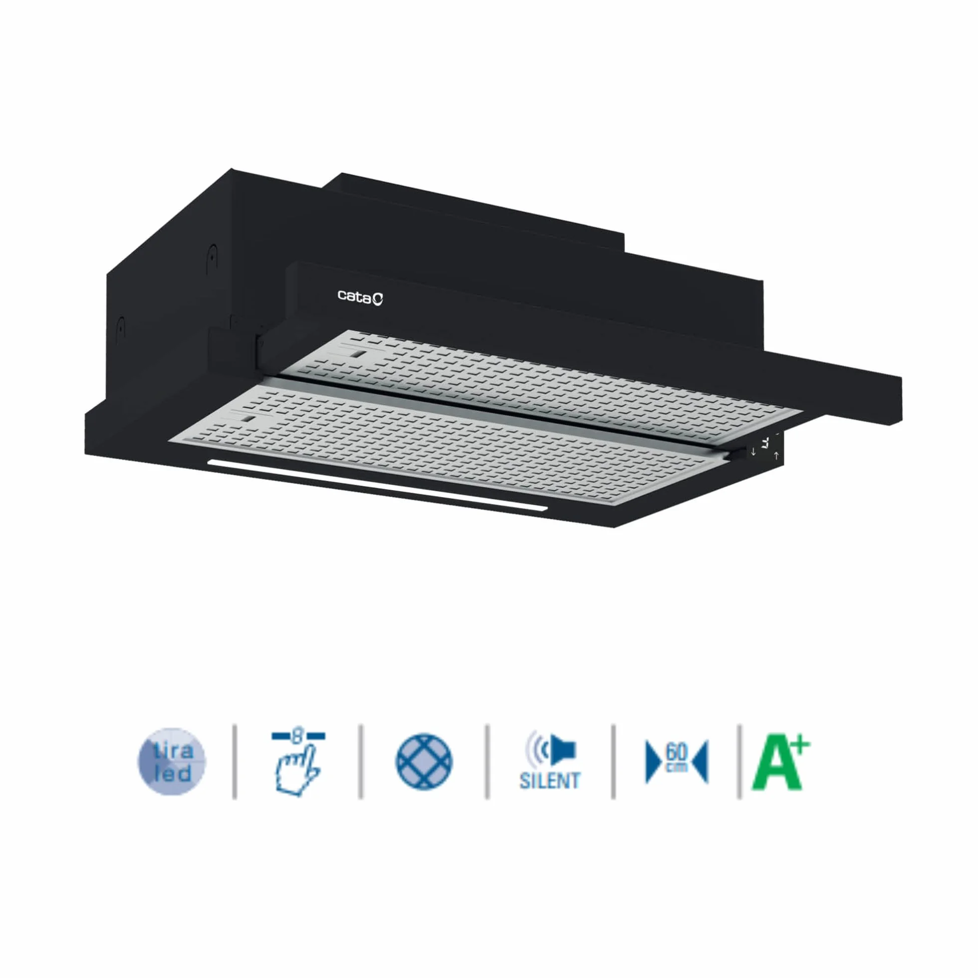Cata Campana Extractora Telescópica TFH 6830 GBK 5+1 TURBO Motor Burshless Extra Silencioso Tira LED Fácil Instalacion y Limpieza Acabado Inox