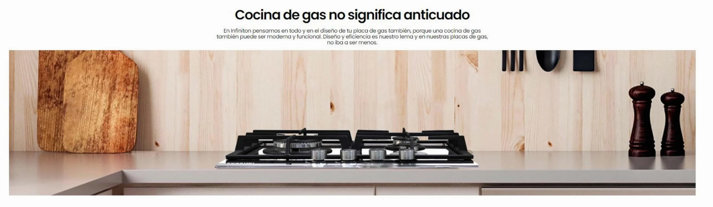 INFINITON Placa de Gas GG-43BK, 4 Fuegos, Ancho 60 cm, Acabado en Crystal White, Encendido Electrico, Compatible con Gas Butano/Propano y Gás Natural