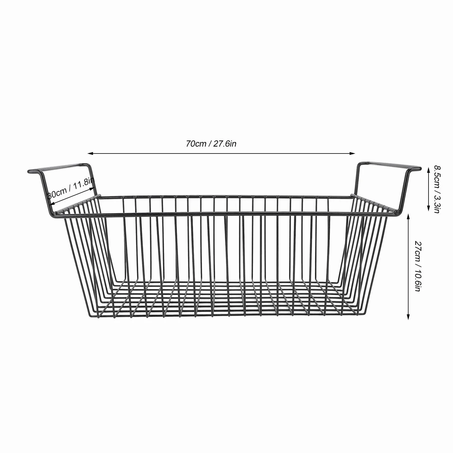 TOPINCN 2 Contenedores Organizadores para Congelador, Cesta de Almacenamiento para Congelador Apilable, Divisor de Almacenamiento de Alambre de Metal para (Largo 70 cm x ancho 30 cm x