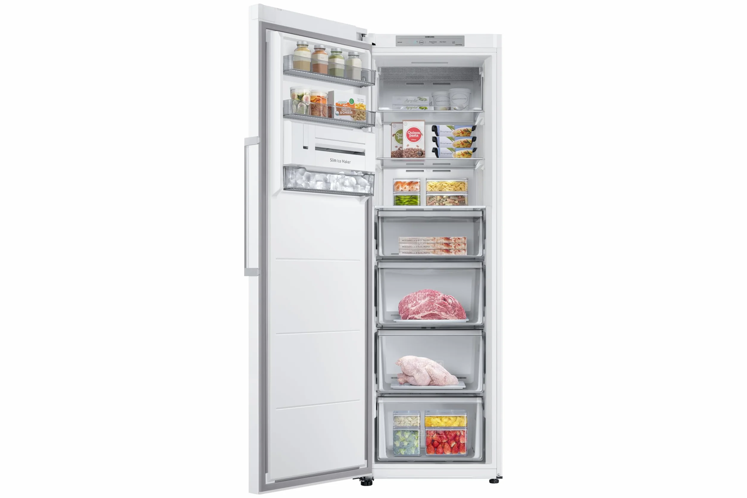 Samsung Congelador Vertical 186cm, 323L, Clase E, Color Blanco, SmartThings, AI Energy Mode, Tecnología SpaceMax™ - RZ32C7ADEWW/EF [Clase de eficiencia energética E]