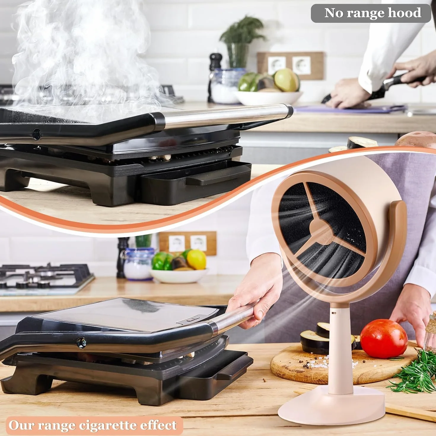 Campana Extractora Portátil, Mini Campana Extractora Movible, Campana Extractora de Mesa de ángulo Ajustable con 2 Filtros Extraíbles para el Hogar, Cocina, Camping, Barbacoa, Estofado, RV