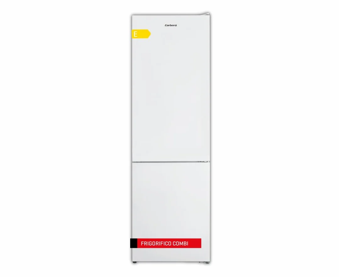 Corberó - Frigorífico Combi | CC200V24NFW | 327L | 60x59,5x201 | No Frost, Luz LED, Crisper, Balcones Ajustables, Estantes de Cristal, Huevera | 39 Db | Blanco
