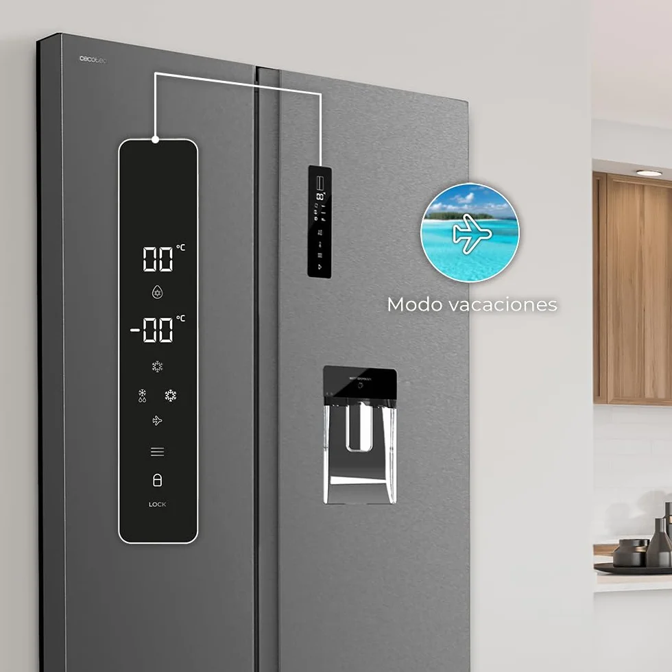Cecotec Frigorífico Americano de 559 Litros Bolero CoolMarket SBS 562 Dark D. 177 cm de Alto y 90 cm Ancho, Clase D, Sistema Multi Air Flow, Total No frost, Motor Inverter Plus