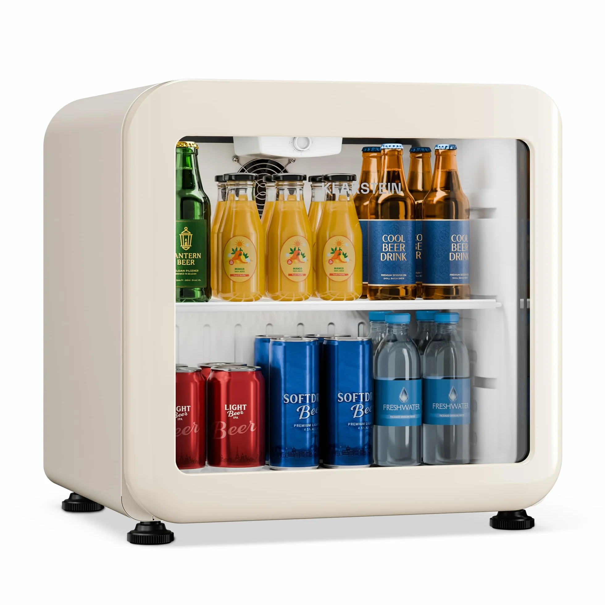 KLARSTEIN Nevera para bebidas Audrey Evo 45 L – Nevera para bebidas con puerta de cristal, luz LED, temperatura ajustable de 0 a 10 °C, funcionamiento silencioso