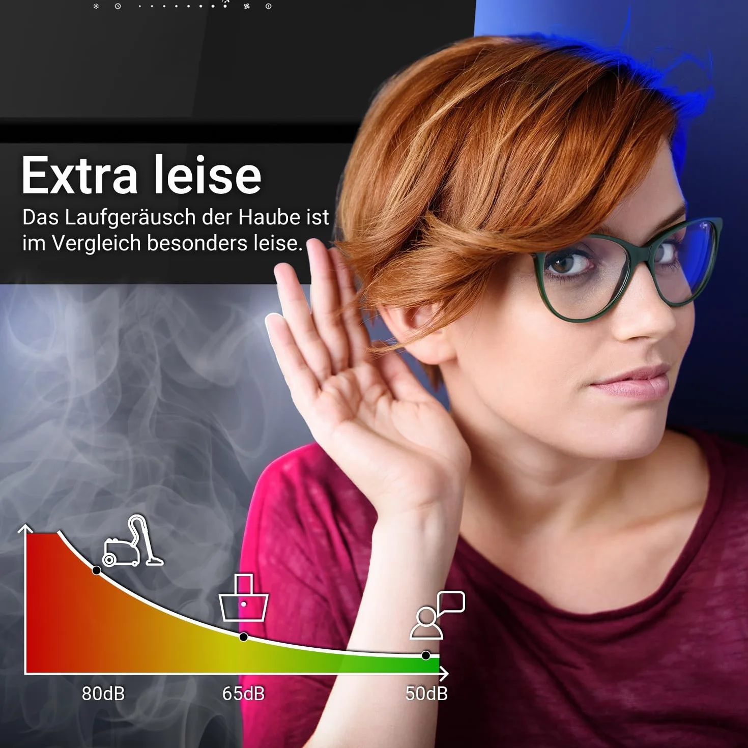 KKT KOLBE campana extractora de 60 cm | 782 m³/h Descarga de ingresos de urinación | Sin cabeza | Montado en pared | Vidrio negro | Smart WiFi App WLAN | Iluminación LED RGB | EC6005SM