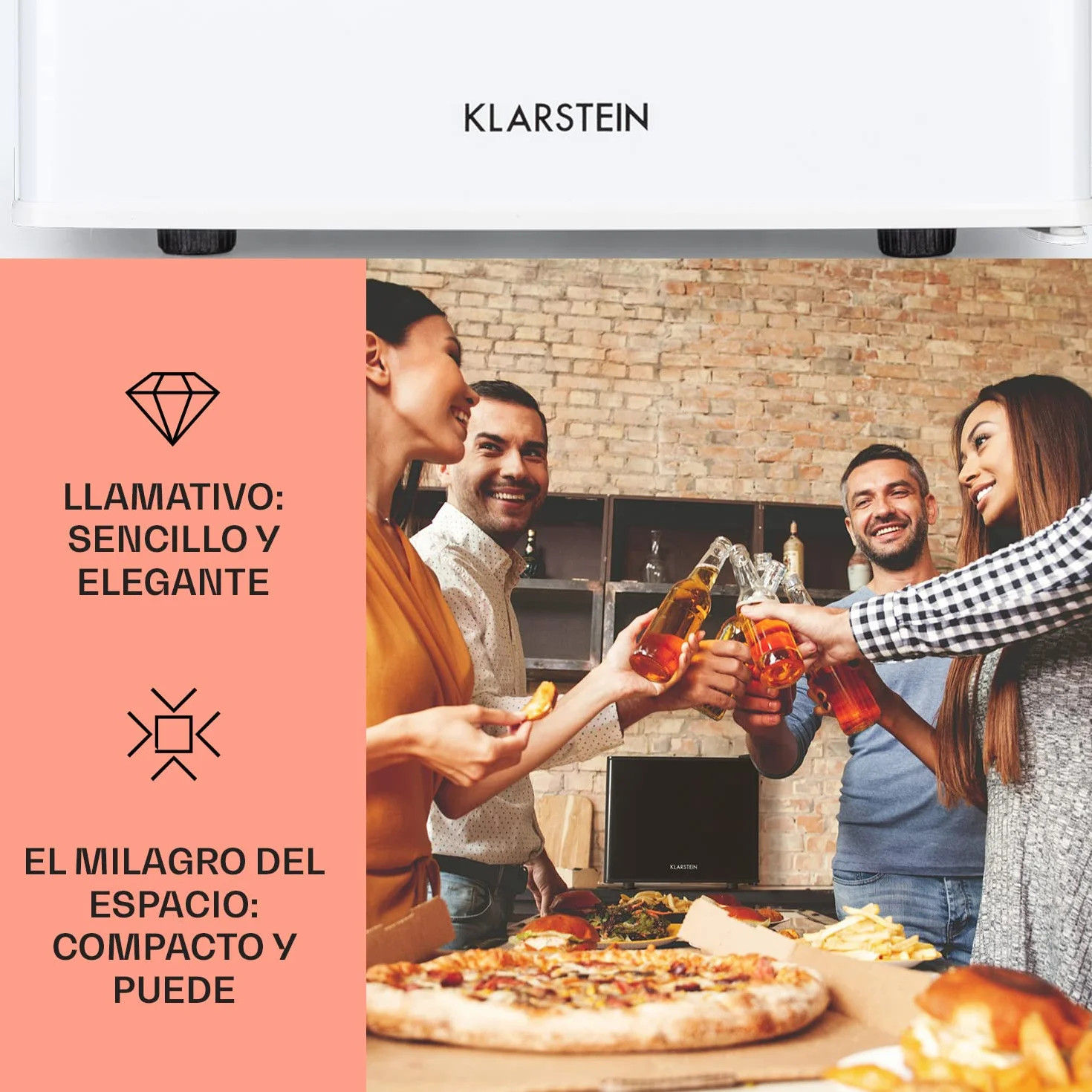 KLARSTEIN Nevera Pequeña Portatil Eléctrica, Mini Nevera Silenciosa, Caravana, Frigorificos Pequeños 3 Niveles Frío, Minibar 0-15°C, 17 l.