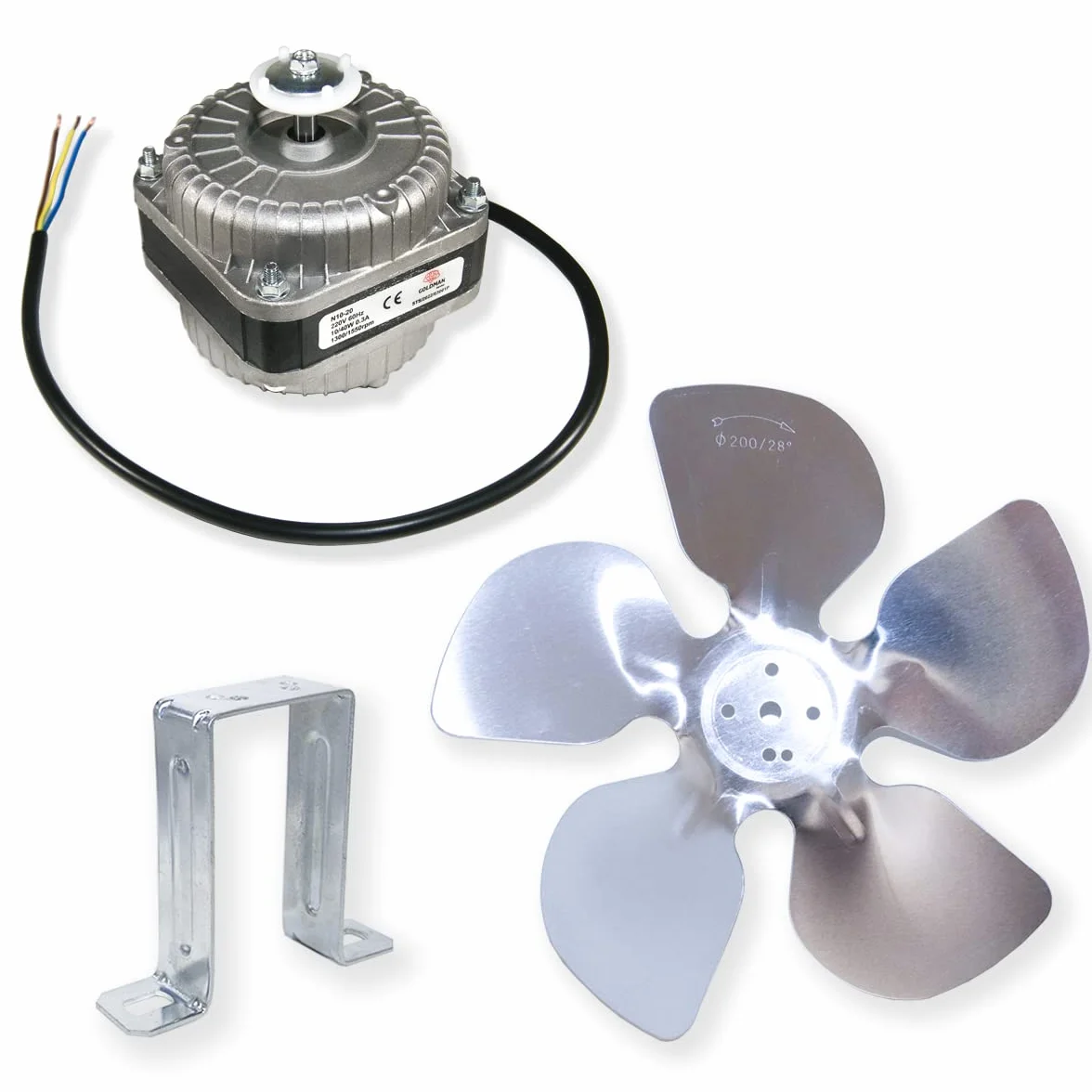 GOLDMAN SERVICE Kit Motor Fan Ventilador de Botellero Frigorífico 10W con Soporte y Aspas. Para Refrigerador Congelador Vertical Nevera Cámara Frigorífica Industrial. Compatible con Grandes Marcas