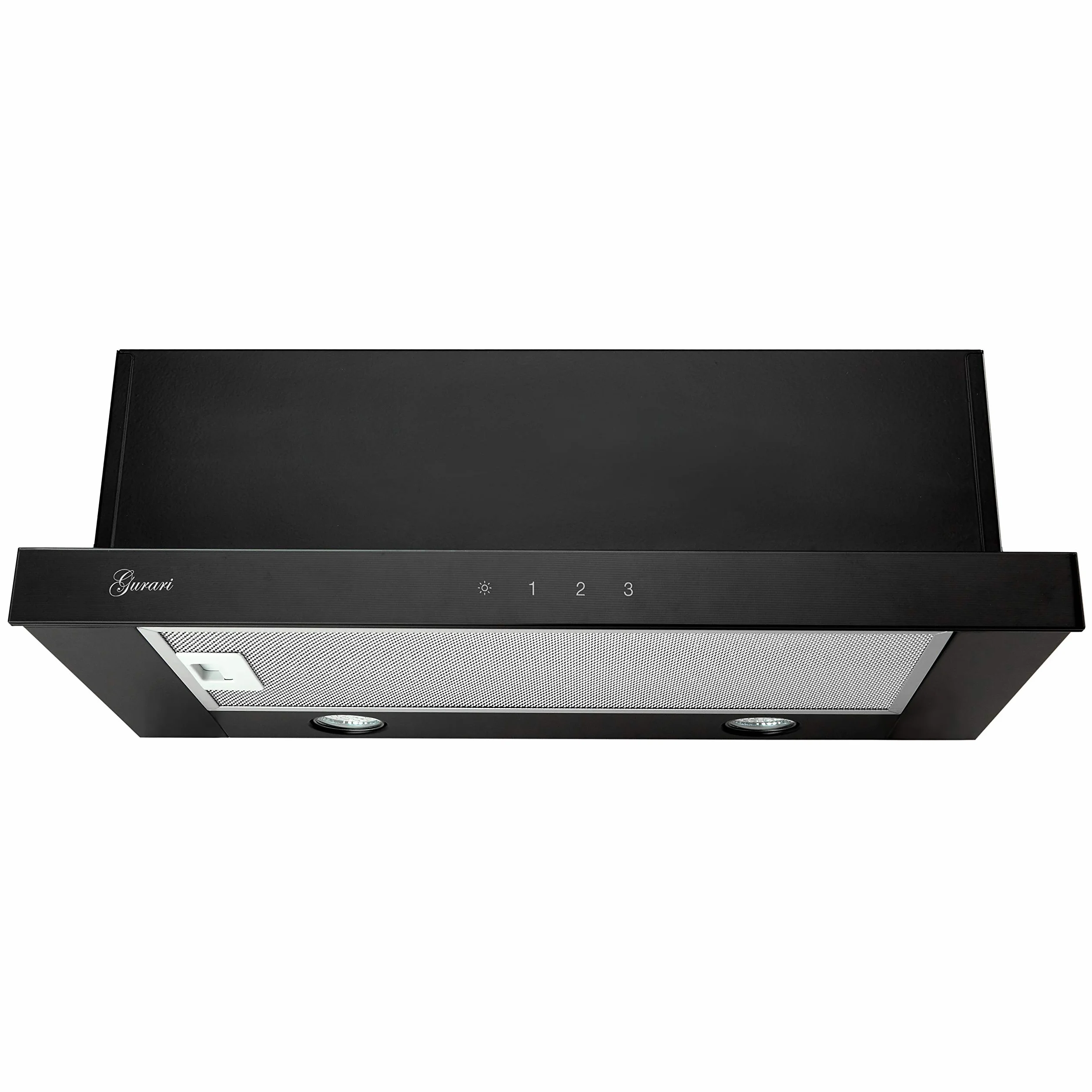 Gurari GCH 117 BL • Campana Extractora Empotrable • 60cm • 1000 m³/h • Iluminación LED • Vidrio Negro • Evacuación y Circulación