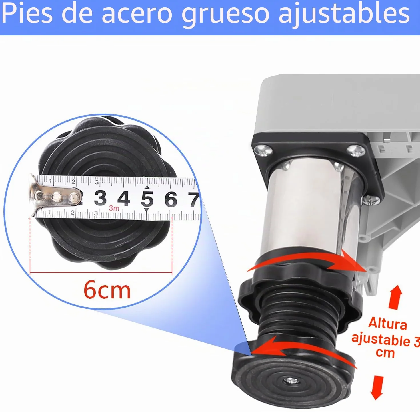DEWEL Base para Lavadora, Base Ajustable para Frigorífico, Lavavajillas, Congelador, Mueble de Cocina y Electrodomésticos Estáticos (Ajustable 45-67 cm, Altura 13-17 cm)