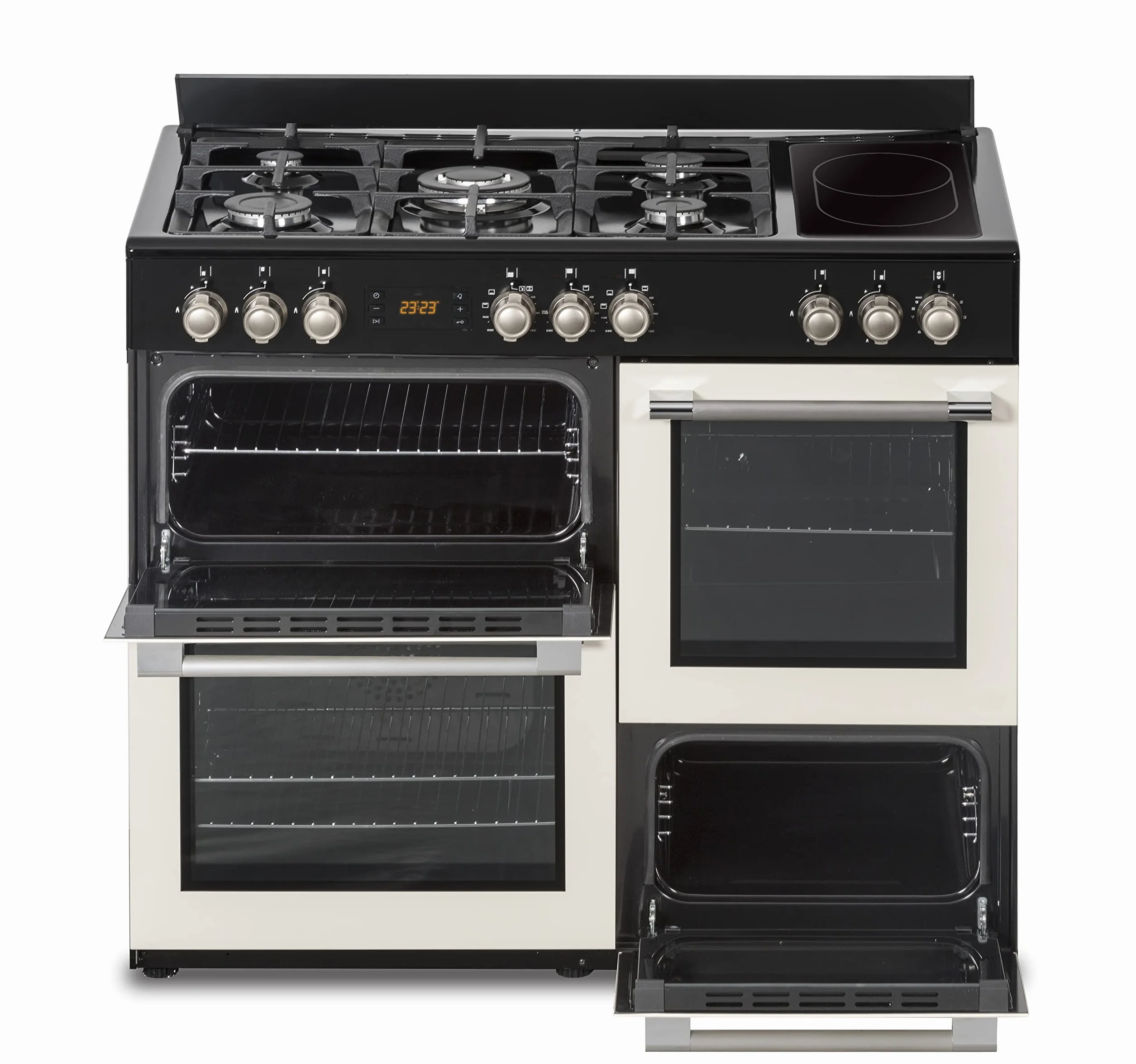 SOLTHERMIC RANGE3HOR COCINA MIXTA PROFESIONAL 5 FUEGOS GAS 2 VITRO 3 HORNOS TEMPORIZADOR TURBO