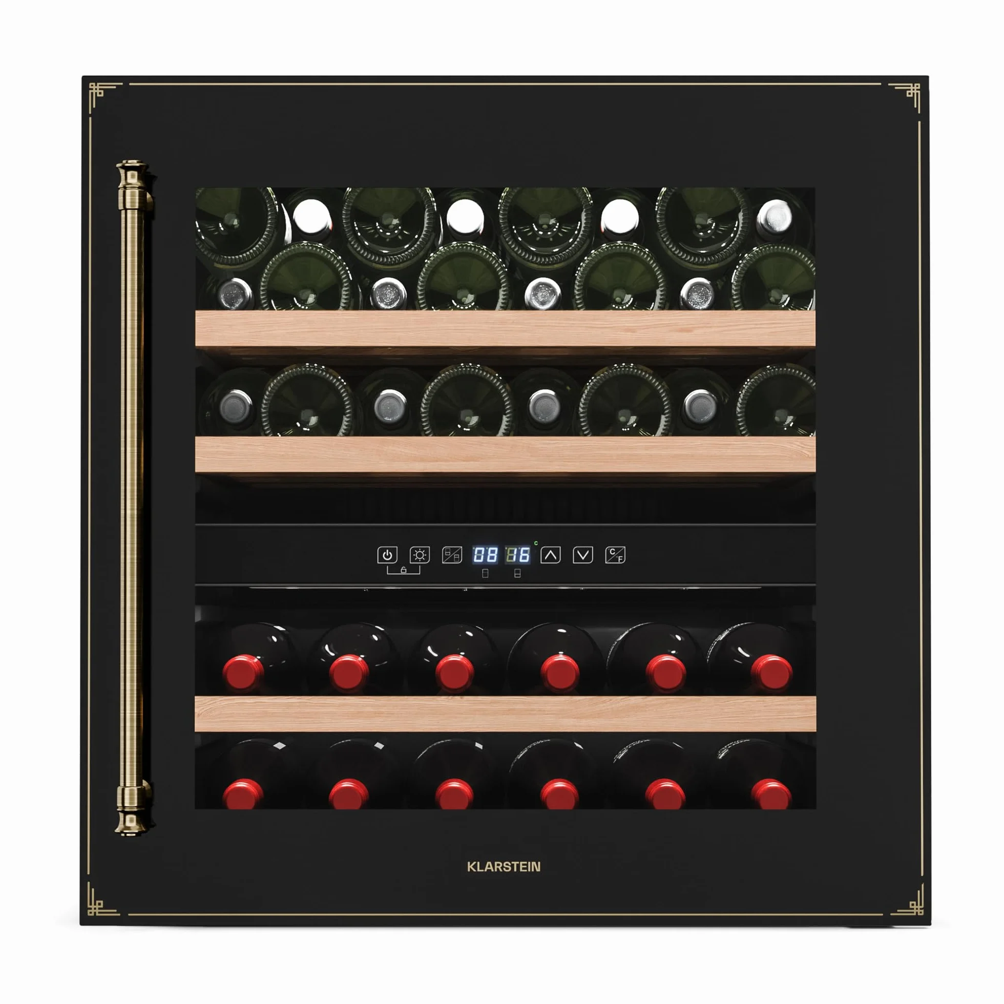 Klarstein Vinsider Victoria 36 Vinoteca - 36 Botellas, 2 Zonas, 5-22°C, Control Táctil, Iluminación LED, Protección UV, Integrado, Negro