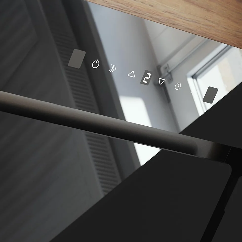 Cecotec Campana Extractora Decorativa 60 cm Bolero Flux DT 608002 Glass Black A++, 210W, Iluminación LED, Succión 800m3/h, Control Táctil, 3 Niveles, Filtro Carbono, Hand Movement, Delay Function