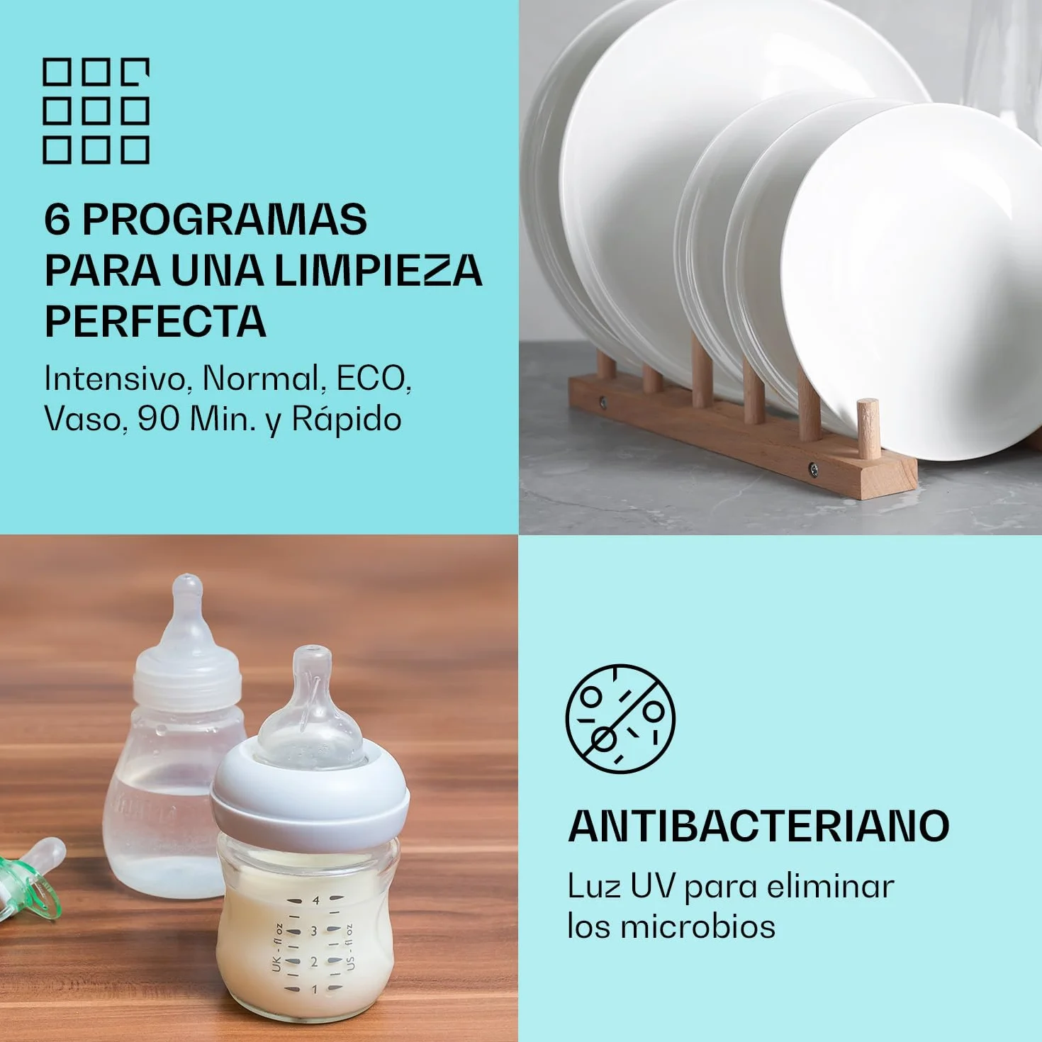 Klarstein Lavavajillas Sobremesa Pequeño, Mini Lavavajillas 8 Cubiertos, Lavavajillas Portatil Encimera Silencioso, Lavaplatos con 6 Programas de Lavado, Lavavajillas Compacto para Casa y Oficina