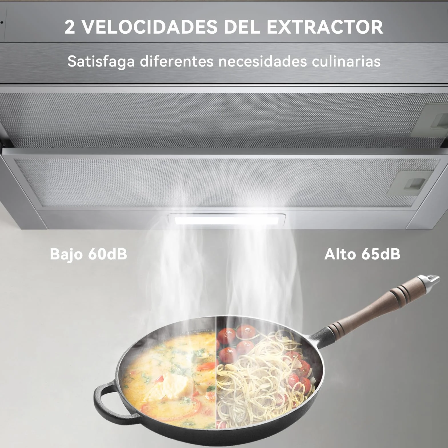 Hermitlux Campana Extractora Telescópica 60cm 360m³/h Acero Inoxidable LED