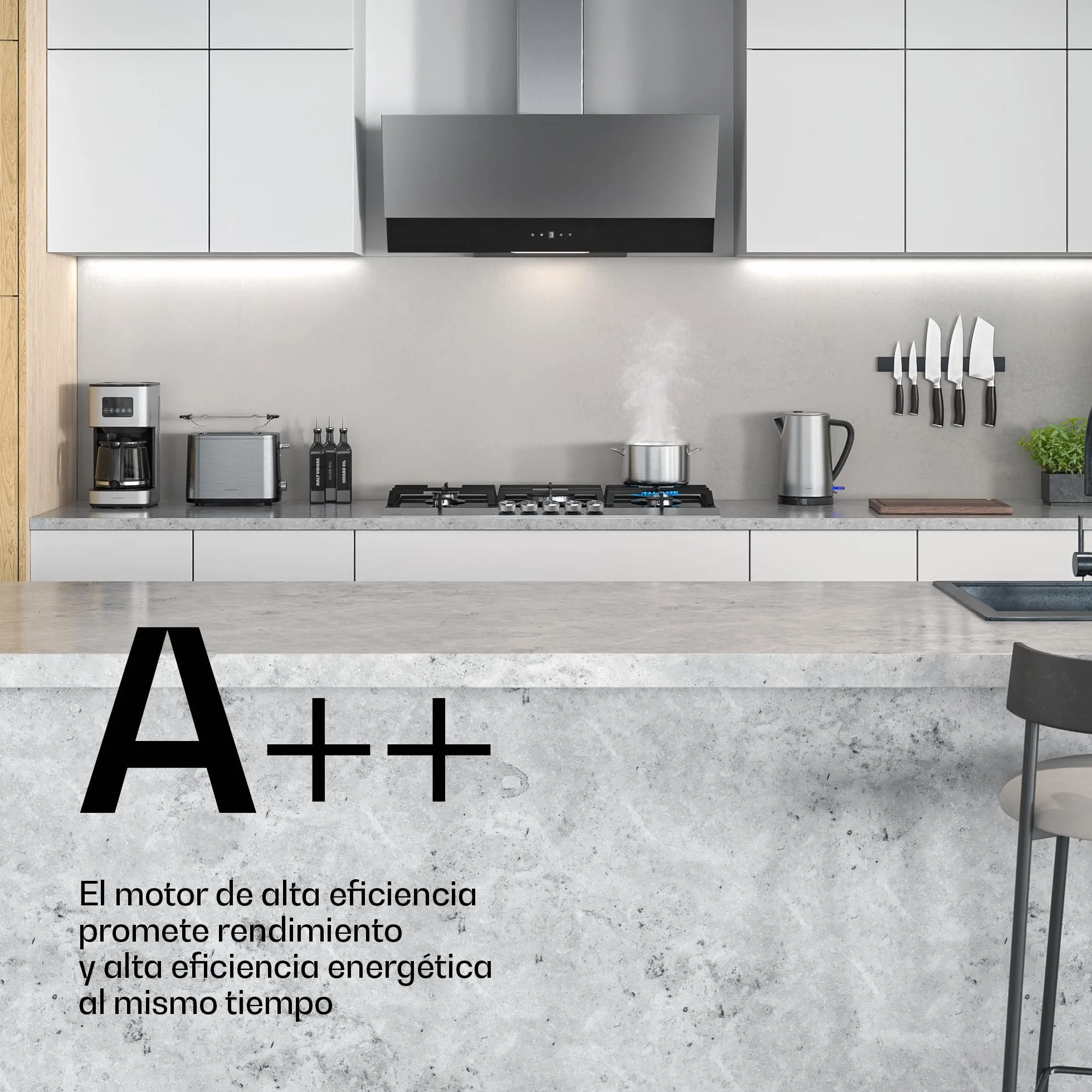 Klarstein Verosteel Campana Extractora 90 cm 624 m³/h A++ LED Táctil Filtros Lavavajillas Inox Cristal